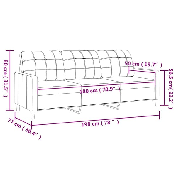 3-sitssoffa taupe 180 cm tyg