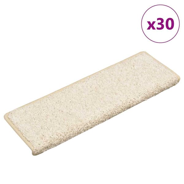 Trappmattor 30 st 65x21x4 cm vita rektangulära kanter