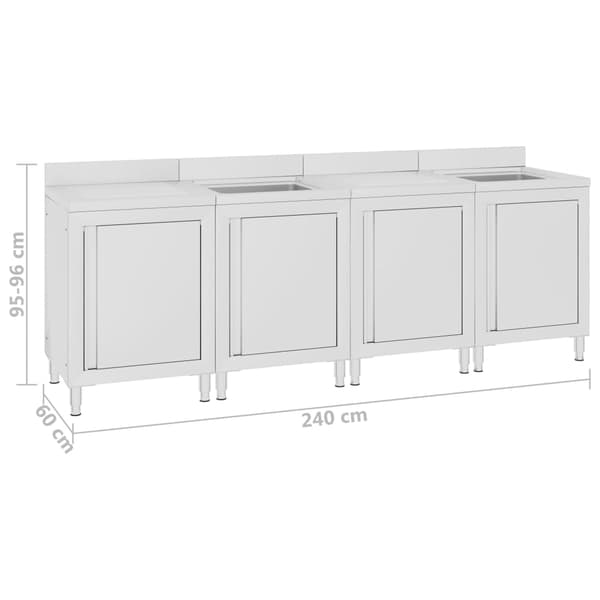 Diskho för storkök 240x60x96 cm rostfritt stål