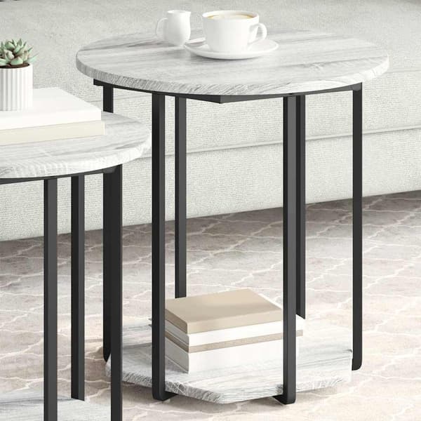 Sidobordsset med hylla 2 pcs Grå