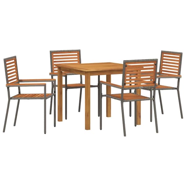 Trädgårdsmöbelset 5 pcs Grå Massivt Akaciaträ