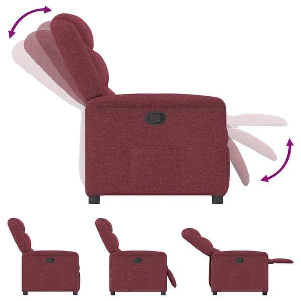 Reclinerfåtölj vinröd tyg