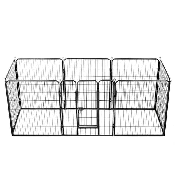 Hundhage 8 paneler stål 80x100 cm svart