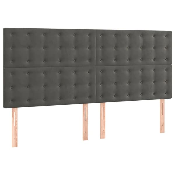 Ramsäng med madrass mörkgrå 200x200 cm sammet