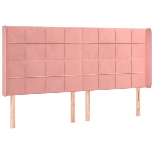 Sänggavel LED rosa 203x16x118/128 cm sammet
