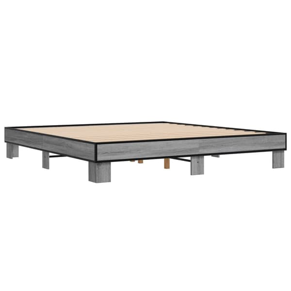 Sängram grå sonoma 200x200 cm konstruerat trä och metall
