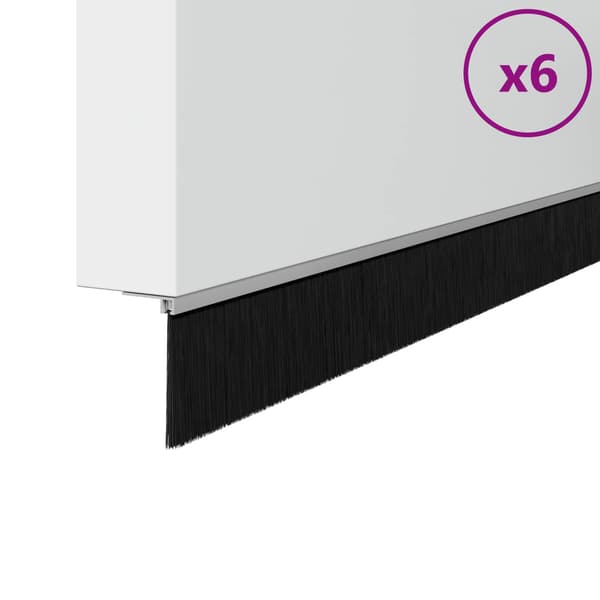 Självhäftande dörrborstlist 6 pcs Silver 100 cm