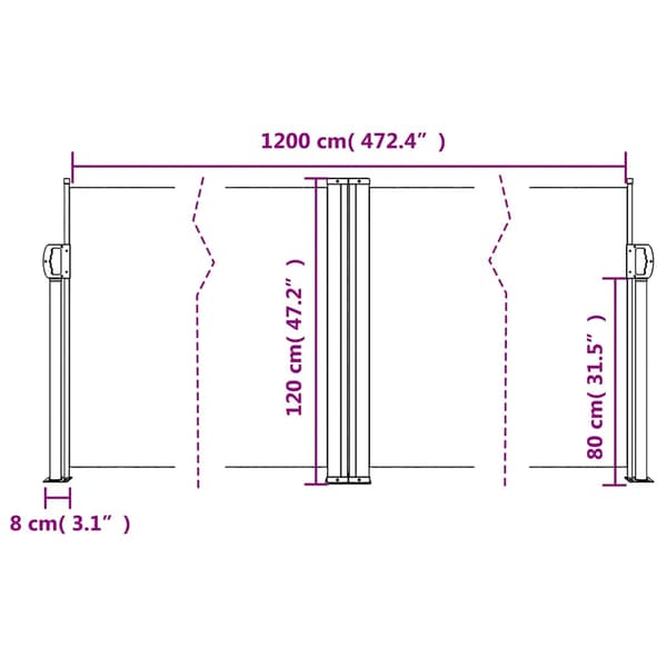 Infällbar sidomarkis brun 120x1200 cm