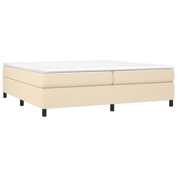 Boxspring-sängram gräddvit 200x200 cm tyg