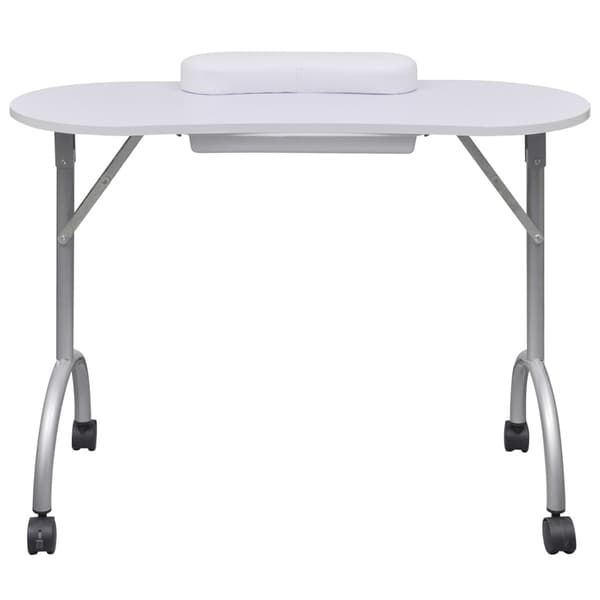 Hopfällbart manikyrbord med hjul vit