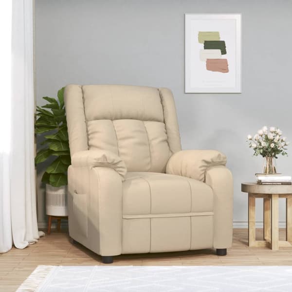 Reclinerfåtölj gräddvit tyg