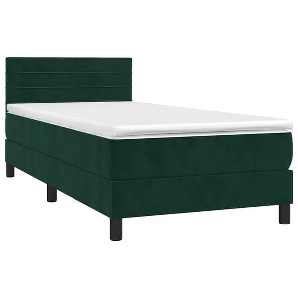 Ramsäng med madrass mörkgrön 90x200 cm sammet