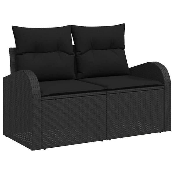 Trädgårdsoffset 3 st Svart Poly rattan