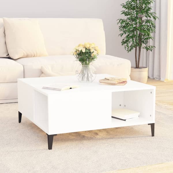Soffbord vit 80x80x36,5 cm konstruerat trä