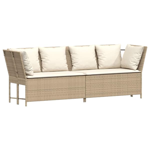 Trädgårdssoffa med dynor beige konstrotting