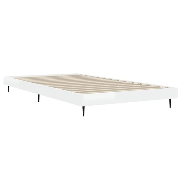 Sängram vit högglans 90x200 cm konstruerad trä