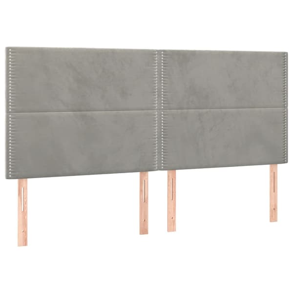 Ramsäng med madrass ljusgrå 200x200 cm sammet
