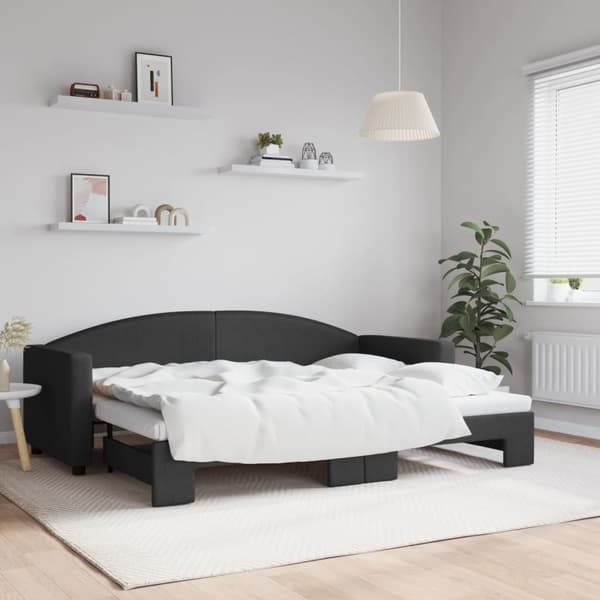 Dagbädd utdragbar svart 80x200 cm tyg