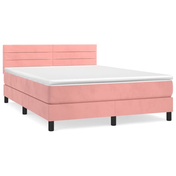 Ramsäng med madrass rosa 140x200 cm sammet