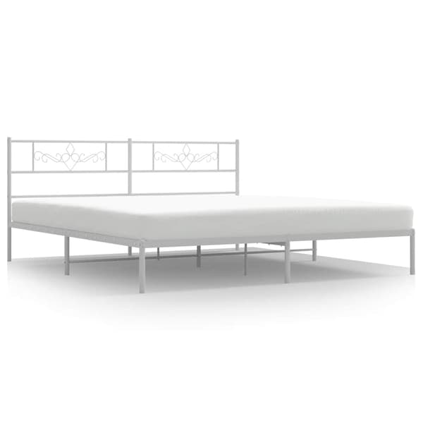 Sängram med huvudgavel metall vit 193x203 cm