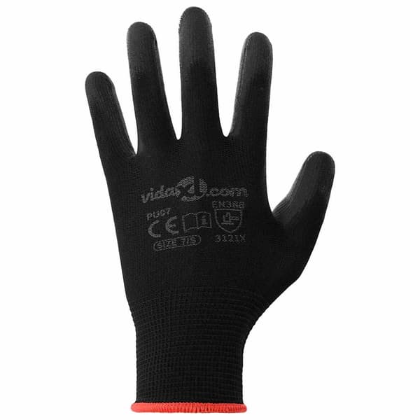 Arbetshandskar 12 pcs Svart 7 / S Polyester