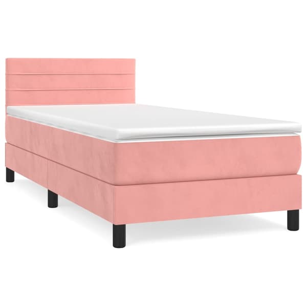 Ramsäng med madrass rosa 100x200 cm sammet