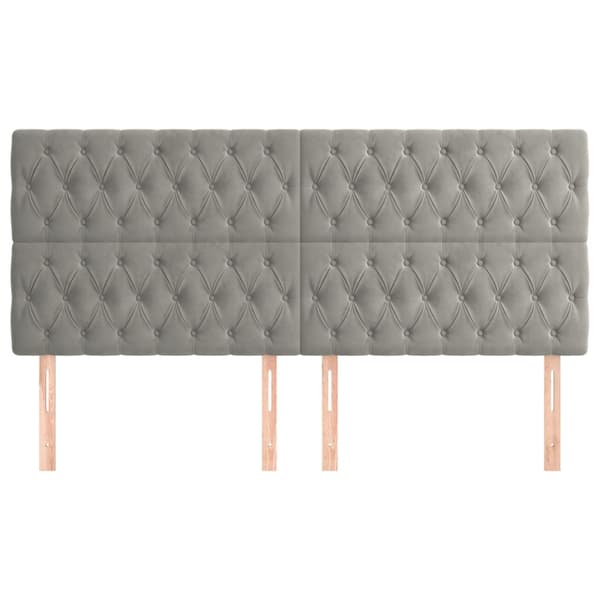 Sänggavel ljusgrå 200x7x118/128 cm sammet
