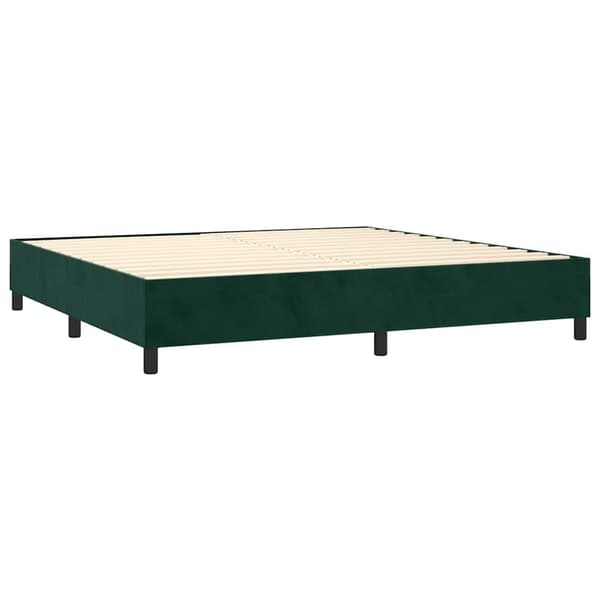 Ramsäng med madrass & LED mörkgrön 200x200 cm sammet