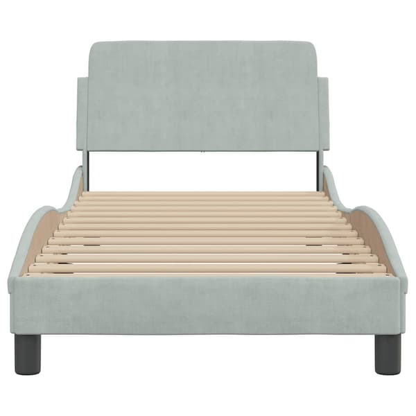 Bed Frame "Dover" Light Grey 80x200 cm Velvet