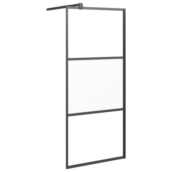 Duschvägg 80x195 cm halvfrostat ESG-glas svart
