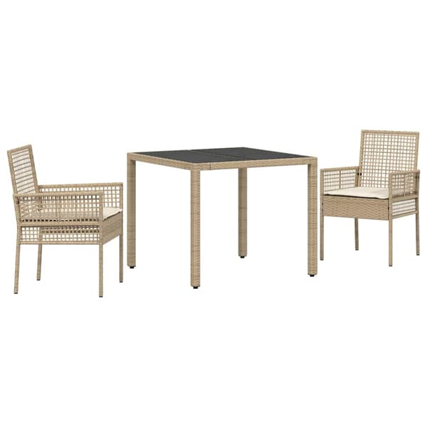 Trädgårdsmöbelset 3 pcs Beige konstrotting