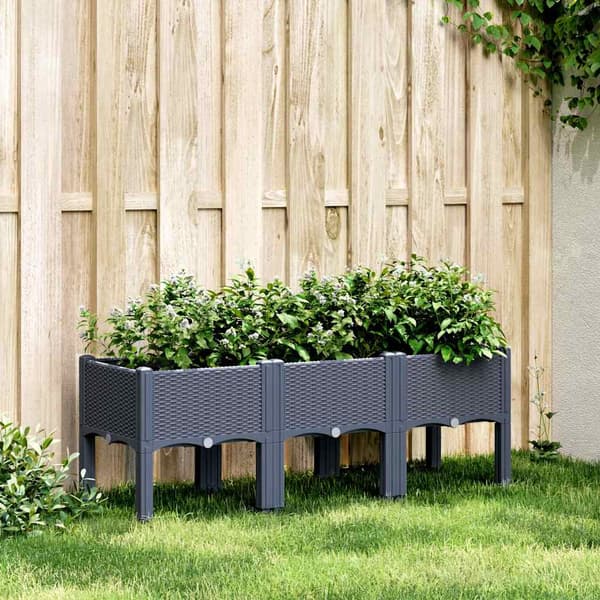 Odlingslåda med ben blågrå 120x40x42 cm PP