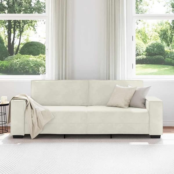 3-sitssoffa gräddvit 220x78x84 cm sammet