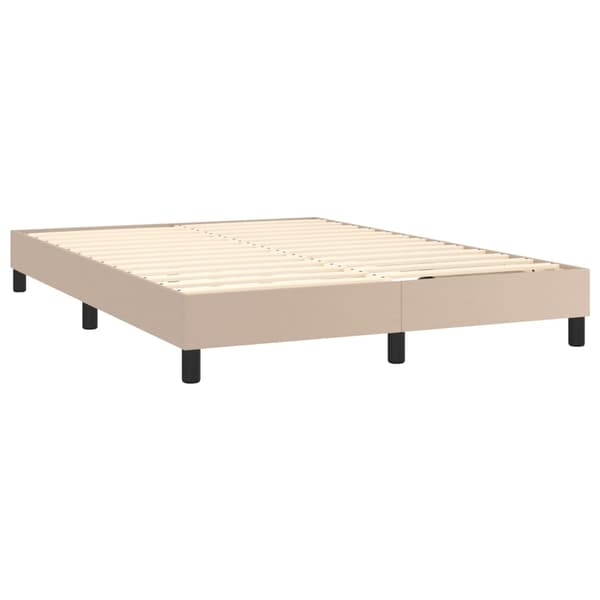 Ramsäng med bäddmadrass cappuccino 140x190 cm konstläder