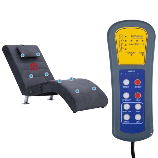 Massageschäslong med kudde grå konstmocka