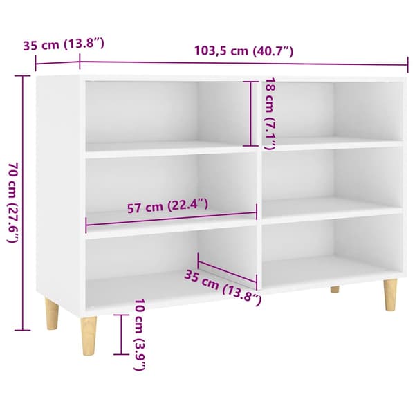 Skänk vit 103,5x35x70 cm konstruerat trä