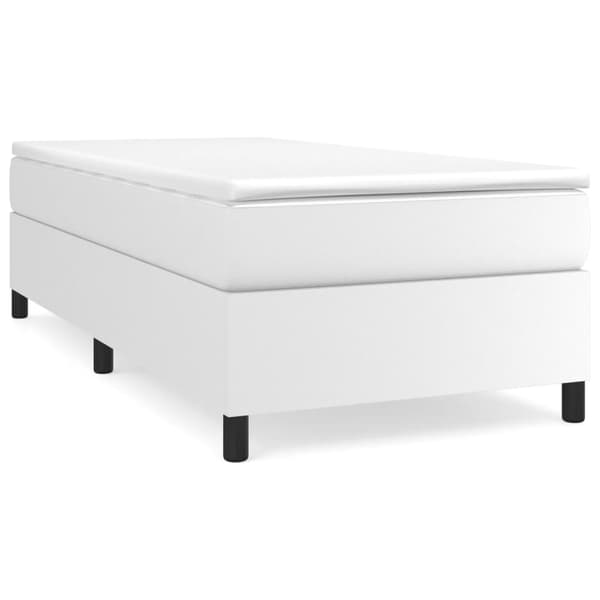 Ramsäng med madrass vit 90x200 cm konstläder