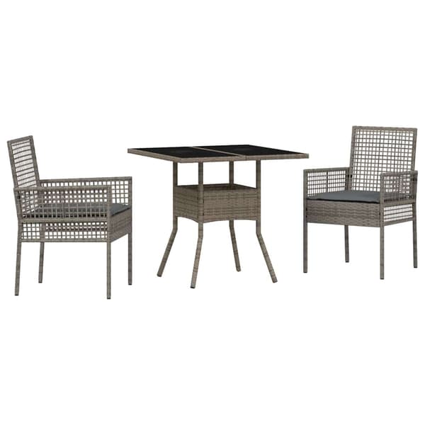 Trädgårdsmöbelset 3 pcs Grå konstrotting