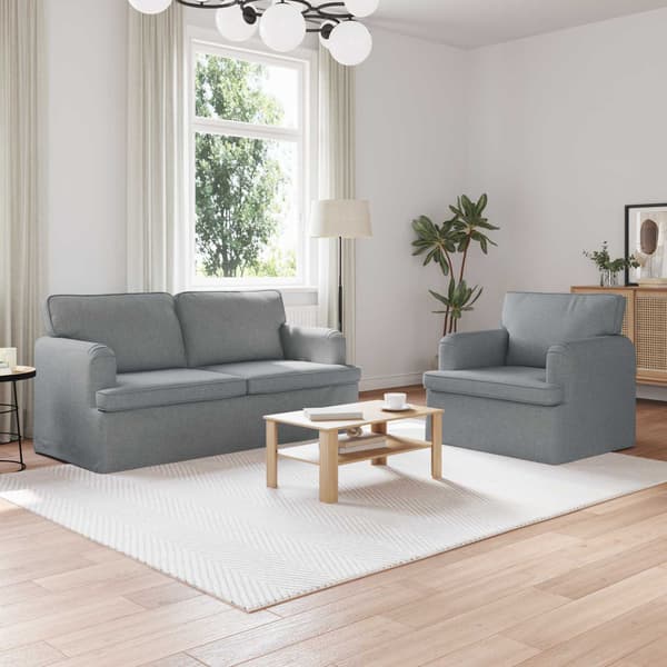 Soffset 2 pcs Ljusgrå 162 x 80 x 85 cm tyg