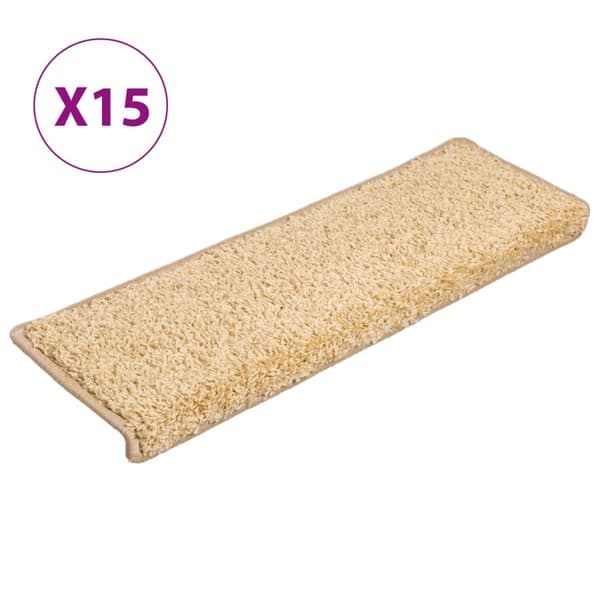 Trappmattor 15 st 65x21x4 cm krämfärgade rektangulära kanter
