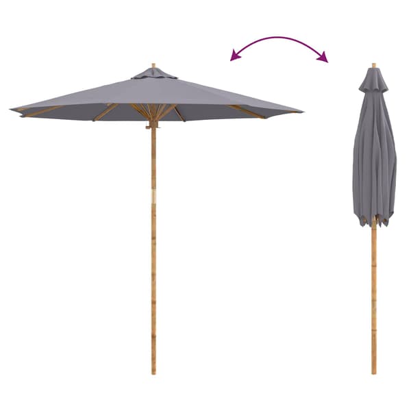 Trädgårdsparasol Mörkgrå Ø 240 x 260 cm Bambu