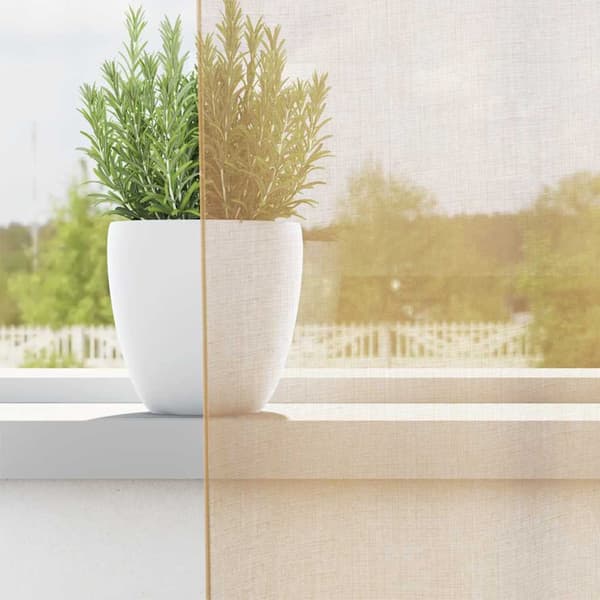 Voile gardiner med genomföringar 2 st sand