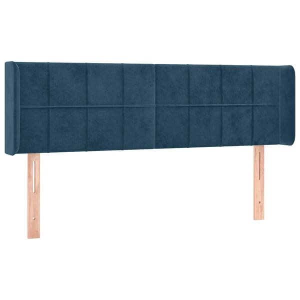 Sänggavel LED mörkblå 147x16x78/88 cm sammet