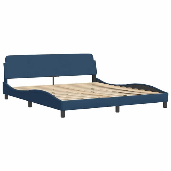 Bed Frame with Headboard "Dover" Blue 180x200 cm Fabric