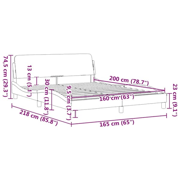 Bed Frame "Dover" Dark Brown 160x200 cm Fabric