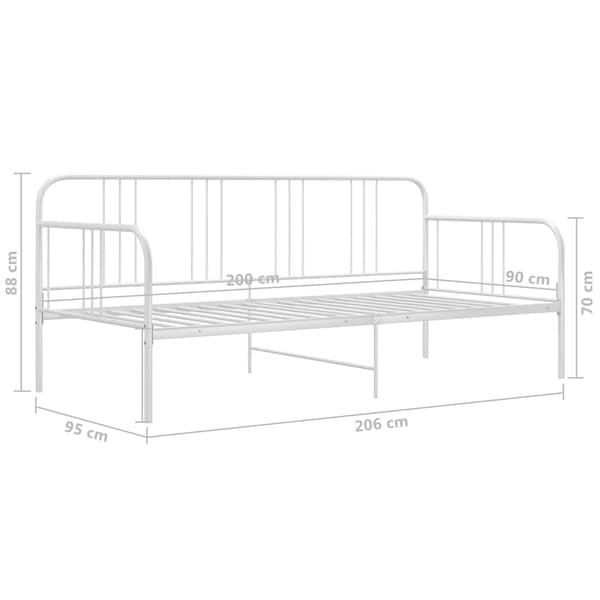 Sängram bäddsoffa vit metall 90x200 cm