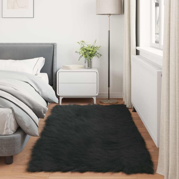 Fuskfäll matta TAFALLA Svart 80 x 200 cm Polyester