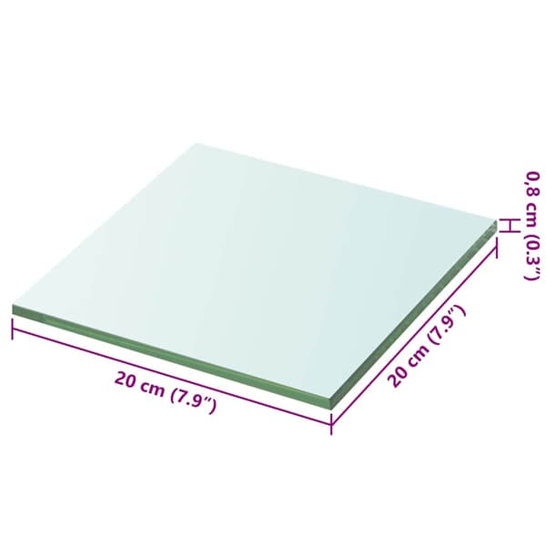 Hyllplan 2 st glas genomskinlig 20x20 cm