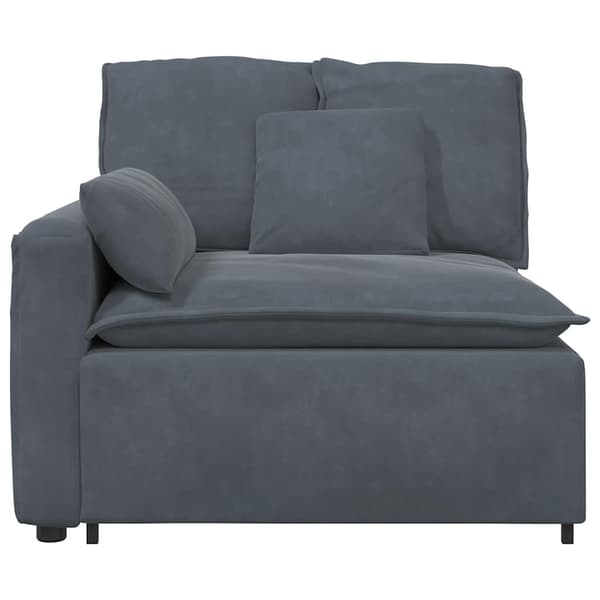 Modulär soffa armstödsändmodul med dynor mörkgrå 100 cm