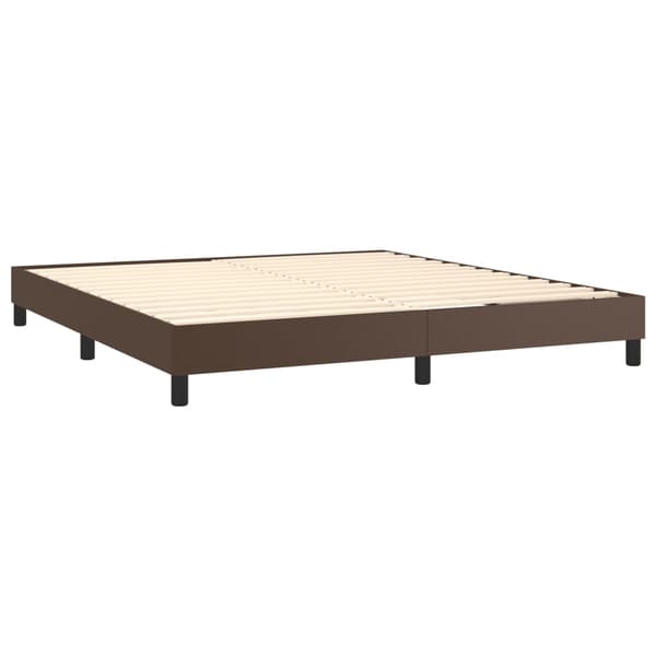 Boxspring-sängram brun 180x200 cm konstläder